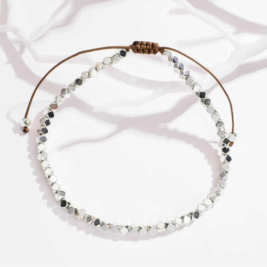 Silver Beaded Minimalist Bracelet